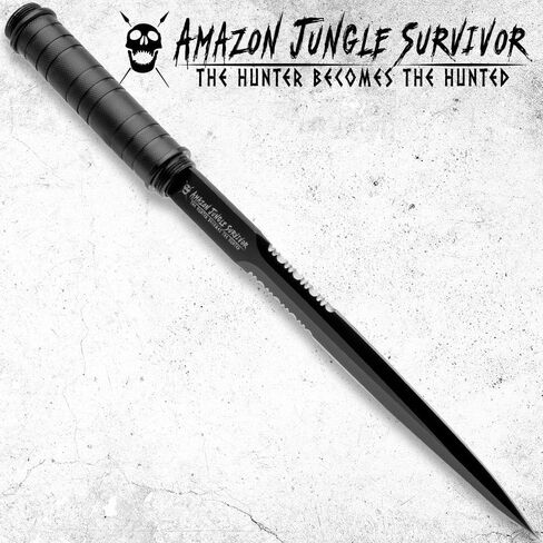 Amazon Jungle Survivor Break-Down Spear | Non-Reflective Finish 2Cr13 Stainless Steel Blade | Textured Steel Shaft | Zippered Carrying Case | Black Oxide Finish | Versatile | 45 1/2" Overall in Saudi Arabia