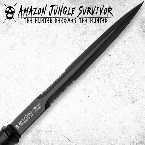 Amazon Jungle Survivor Break-Down Spear | Non-Reflective Finish 2Cr13 Stainless Steel Blade | Textured Steel Shaft | Zippered Carrying Case | Black Oxide Finish | Versatile | 45 1/2" Overall in Saudi Arabia