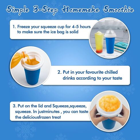 كوب صانع سلاشي - كوب عصير مجمد سريع سحري لصانع الآيس كريم المخفوق بالحليب محلي الصنع، كوب تبريد، كوب صانع سلاشي ذو طبقة مزدوجة، هدايا عيد ميلاد للأصدقاء والعائلة (CNEWBlue) in Kuwait