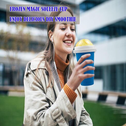 كوب صانع سلاشي - كوب عصير مجمد سريع سحري لصانع الآيس كريم المخفوق بالحليب محلي الصنع، كوب تبريد، كوب صانع سلاشي ذو طبقة مزدوجة، هدايا عيد ميلاد للأصدقاء والعائلة (CNEWBlue) in Kuwait