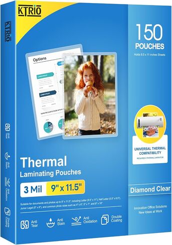 KTRIO Laminating Sheets, Hold 8.5 x 11 inches Sheets, 30 Pack, 3 Mil Clear Thermal Laminate Pouches for Laminator, 9 x 11.5 inch Lamination Paper for School, Home & Office in Saudi Arabia