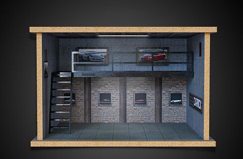 علبة عرض للسيارات المصبوبة بمقياس 1/24 وسيارات أبطال السرعة مع طبقة مزدوجة من الأكريليك الشفاف وإضاءة LED، غير متضمنة السيارات والنماذج (1:24 طريق 66 طبقة مزدوجة) in Kuwait