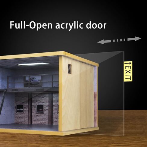 علبة عرض للسيارات المصبوبة بمقياس 1/24 وسيارات أبطال السرعة مع طبقة مزدوجة من الأكريليك الشفاف وإضاءة LED، غير متضمنة السيارات والنماذج (1:24 طريق 66 طبقة مزدوجة) in Kuwait