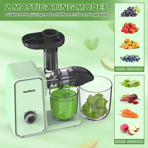 Cold Press Fruit Slow Masticating Juicer Machine BPA-Free with 2 Speed Modes Easy to Clean for Vegetable High Yield in Kuwait