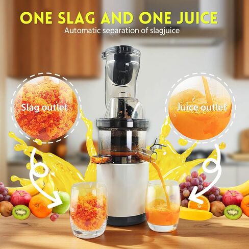 Cold Press Juicer Machines Slow Masticating High Yield Multi-Functional for Home Commercial Use Wide Feed Chute Pulp Separation (white) in Saudi Arabia