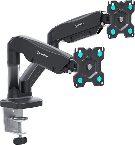 ONKRON Double Monitor Mount for Two 13-32 Inch Screens up to 17.6 lbs, Gas Spring Dual Monitor Arm Desk Mount VESA 75x75 / 100x100 - Dual Computer Monitor Mount for Desk Swivel Tilt Rotation White in Kuwait