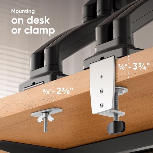 ONKRON Double Monitor Mount for Two 13-32 Inch Screens up to 17.6 lbs, Gas Spring Dual Monitor Arm Desk Mount VESA 75x75 / 100x100 - Dual Computer Monitor Mount for Desk Swivel Tilt Rotation White in Kuwait