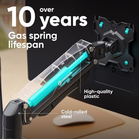 ONKRON Double Monitor Mount for Two 13-32 Inch Screens up to 17.6 lbs, Gas Spring Dual Monitor Arm Desk Mount VESA 75x75 / 100x100 - Dual Computer Monitor Mount for Desk Swivel Tilt Rotation White in Kuwait