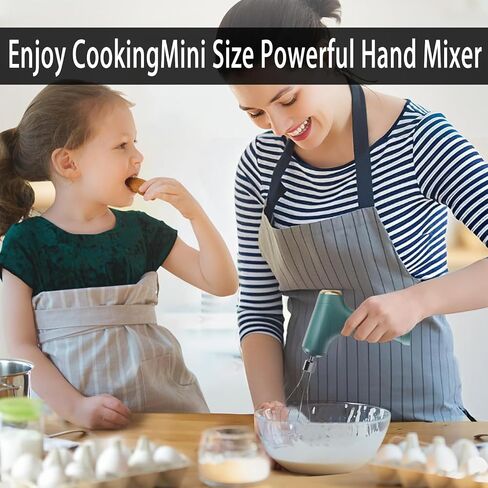 Electric Hand Mixer Mini Turbo Mixer Electric Handheld, Cordless Hand Mixer, Cordless Kitchen Blender with 2 Stainless Steel Accessories for Cookies, Brownie, Whipping, Cakes, Dough Batters, Green in Saudi Arabia