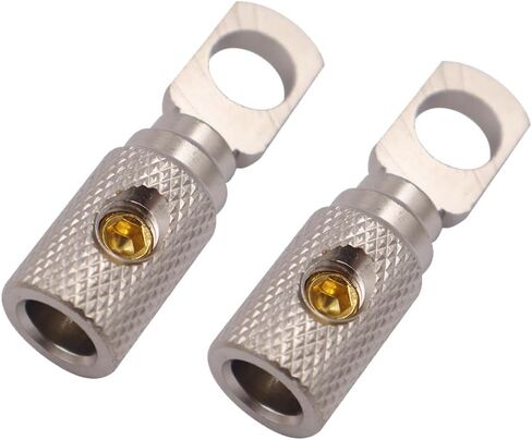 2PCS CAR CAR WIRE COUPLER TERMINAL CONNECTOR 0 4 8 GA GA GAUGE JOONER SCREW RING (0 AWG ، Silver) in Kuwait