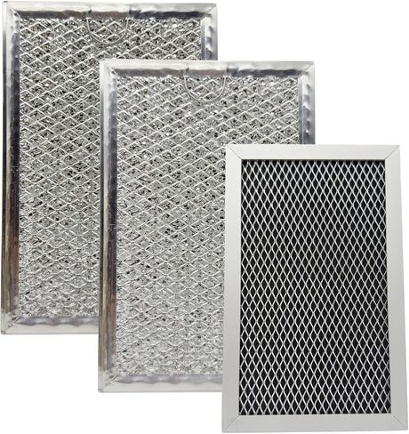 ميكروويف الفحم ومرشح الشحوم طقم من أجل GE Oven JVM6175EK5ES JVM6172SK5SS JVM6175SK5SS JVM6175YK5FS 3PCS SILVER in Kuwait