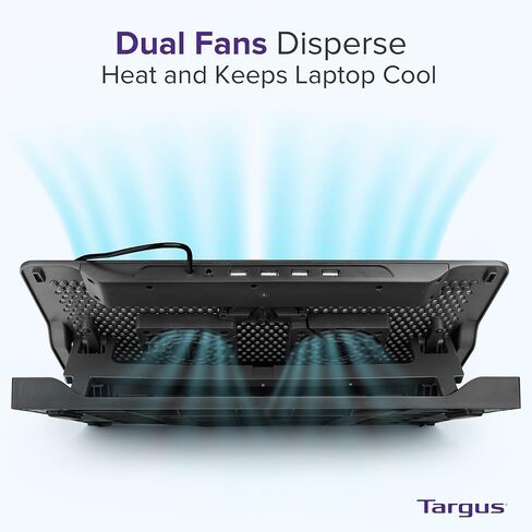 Targus 17 "Dual Fan Laptop Chill Mat Plus ، وسادة تبريد مريحة ، وحماية من الحرارة ، ومروحة كمبيوتر محمول USB 4 منافذ ، (AWE81US) in Kuwait
