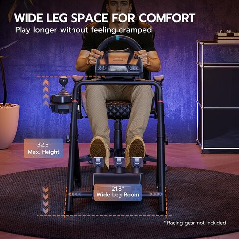 Ares Wing Sim Racing Wheel Stand ، قمرة القيادة المحاكاة للسباق القابلة للطي ، Formula و GT Sim Racing Cockpit متوافق مع Fanatec و Thrustmaster و Logitech و Moza و Racing Games على PS5 و PS4 و Xbox و PC in Kuwait