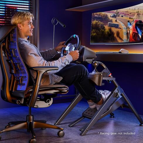 Ares Wing Sim Racing Wheel Stand ، قمرة القيادة المحاكاة للسباق القابلة للطي ، Formula و GT Sim Racing Cockpit متوافق مع Fanatec و Thrustmaster و Logitech و Moza و Racing Games على PS5 و PS4 و Xbox و PC in Kuwait