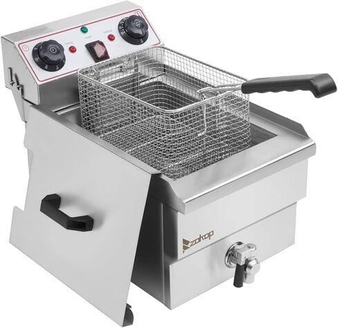Winado 12.5QT Electric Deep Fryer with Time Control & Oil Filtration | 11.8L Stainless Steel Fryer w/Temperature Control & Basket & Lid, for Home & Commercial 1700W 60Hz 110V in Kuwait