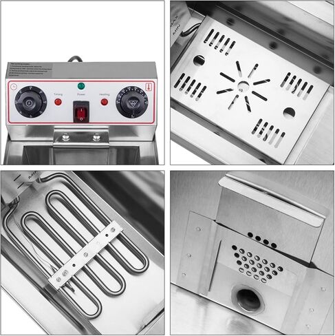 Winado 12.5Qt Electric Deep Fryer مع التحكم في الوقت وترشيح الزيت ، 11.8 لتر من الفولاذ المقاوم للصدأ مع كونترتوب مع التحكم في درجة الحرارة والسرقة والغط in Kuwait