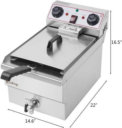 Winado 12.5QT Electric Deep Fryer with Time Control & Oil Filtration | 11.8L Stainless Steel Fryer w/Temperature Control & Basket & Lid, for Home & Commercial 1700W 60Hz 110V in Kuwait