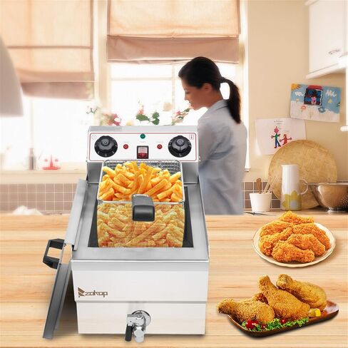 Winado 12.5QT Electric Deep Fryer with Time Control & Oil Filtration | 11.8L Stainless Steel Fryer w/Temperature Control & Basket & Lid, for Home & Commercial 1700W 60Hz 110V in Kuwait