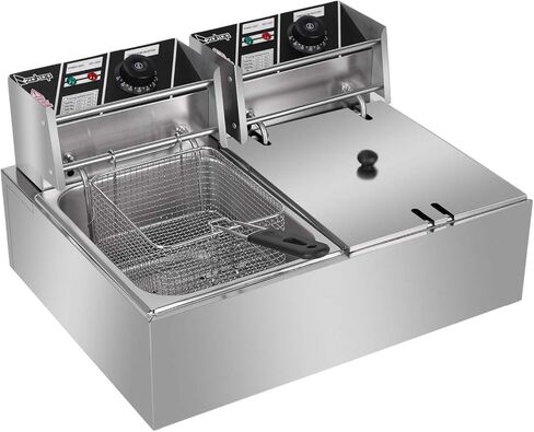 Winado 12.5QT Electric Deep Fryer with Time Control & Oil Filtration, 11.8L Countertop Stainless Steel w/Temperature Control & Basket & Lid Frying Machine, for Home & Commercial 1700W 60Hz 110V in Kuwait