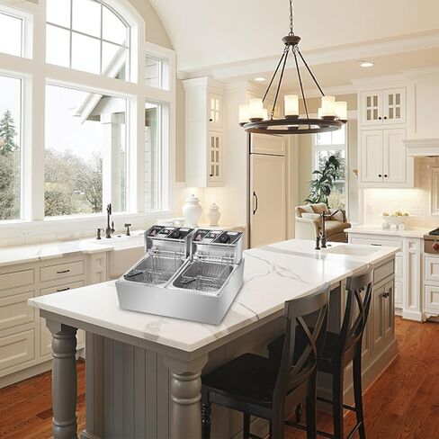 Winado 12.5QT Electric Deep Fryer with Time Control & Oil Filtration, 11.8L Countertop Stainless Steel w/Temperature Control & Basket & Lid Frying Machine, for Home & Commercial 1700W 60Hz 110V in Kuwait