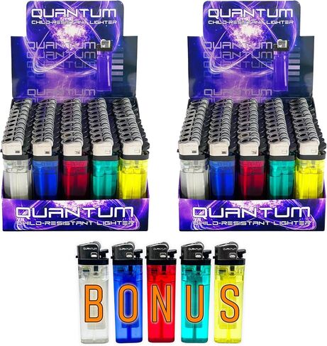Disposable Lighters (Pack of 50) | Quantum® | Bonus 5pk Included | 55 Pack of Total Lighters in Kuwait