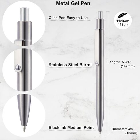 أقلام جل LINFANC 5 قطع أقلام حبر جل متوسطة النقطة 0.5 مم قلم جل معدني أقلام حبر أسود لتدوين اللوازم المدرسية أقلام سوداء سريعة الجفاف قلم حبر جل اللوازم المكتبية من الفولاذ المقاوم للصدأ in Kuwait