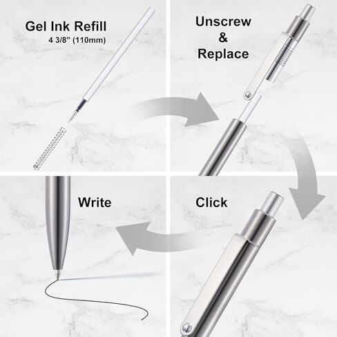 أقلام جل LINFANC 5 قطع أقلام حبر جل متوسطة النقطة 0.5 مم قلم جل معدني أقلام حبر أسود لتدوين اللوازم المدرسية أقلام سوداء سريعة الجفاف قلم حبر جل اللوازم المكتبية من الفولاذ المقاوم للصدأ in Kuwait