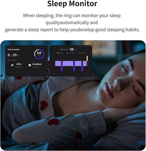 Smart Ring for Women & Men - Sleep Tracker with SPO₂/HRV Monitoring, 5ATM Waterproof, No Subscription Fee, 7-Day Battery iOS Android (10 Size, Rose Gold) in Kuwait