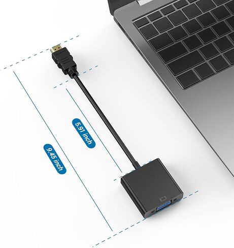 HDMI to VGA Adapter, 1PCS HDMI to VGA Unidirectional Converter (Male to Female), Compatible with Computers, desktops, laptops, PCs, Monitors, projectors, TV in Saudi Arabia