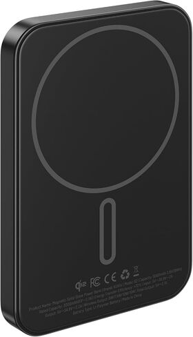Solid-State Portable Charger for Mag-Safe, 0.39" Ultra Slim Qi2-Certified 15W Magnetic Wireless Power Bank, 5000mAh 20W Fast Charging Battery Pack for iPhone 16/15/14/13/12 Series-Black in Saudi Arabia