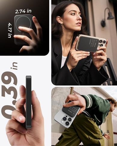Solid-State Portable Charger for Mag-Safe, 0.39" Ultra Slim Qi2-Certified 15W Magnetic Wireless Power Bank, 5000mAh 20W Fast Charging Battery Pack for iPhone 16/15/14/13/12 Series-Black in Saudi Arabia