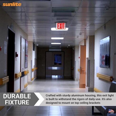 SUNLITE 04326 مخرج مخرج مريح مريح ، بطارية احتياطية في حالات الطوارئ ، لوحة صافية مواجهة مزدوجة ، معتمدة من مدينة نيويورك ، للمكتب والمستشفيات والفنادق والاستخدام المدرسي in Saudi Arabia