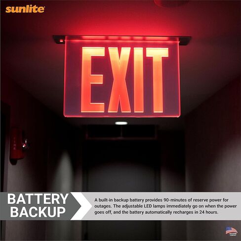 SUNLITE 04326 مخرج مخرج مريح مريح ، بطارية احتياطية في حالات الطوارئ ، لوحة صافية مواجهة مزدوجة ، معتمدة من مدينة نيويورك ، للمكتب والمستشفيات والفنادق والاستخدام المدرسي in Saudi Arabia