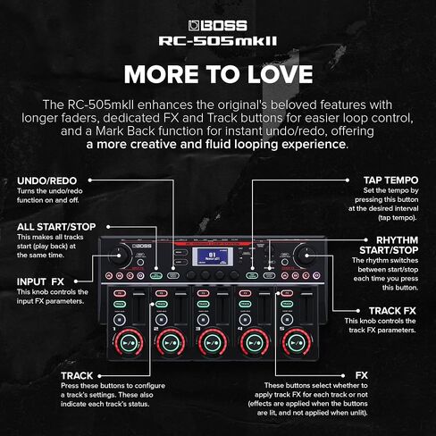 BOSS RC-505MKII Loop Station – The Industry Standard Tabletop Looper, Updated and Enhanced. Class-leading sound quality. Five simultaneous stereo phrase tracks. Input FX and Track FX sections. in Saudi Arabia