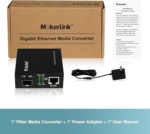 محول MokerLink Gigabit SFP إلى RJ45، زوج من محول وسائط الألياف إلى إيثرنت أحادي الوضع، منفذ RJ45 10/100/1000 ميجابت في الثانية، وحدة 1000Base-LX SFP 1310 نانومتر حتى 20 كيلومتر in Saudi Arabia