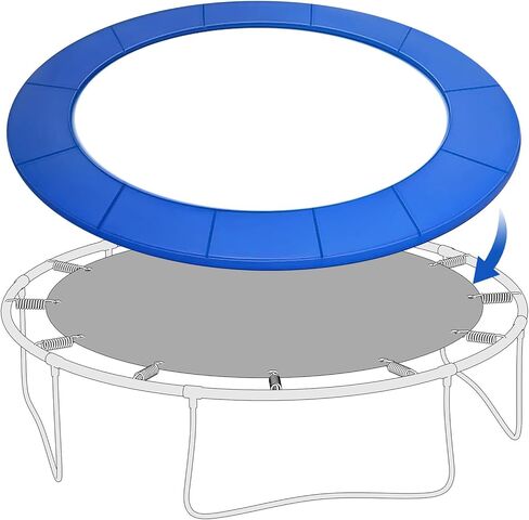 وسادة بديلة للترامبولين بطول 12 قدم، بسمك 0.4 بوصة، وسادة أمان عالمية للترامبولين، غطاء زنبركي للترامبولين مقاوم للماء باللون الأزرق، بدون فتحات للعمود in Kuwait