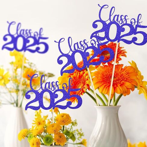 12 Pack Double Sided Gold Class of 2024 Graduation Party Centerpiece Sticks, Table Toppers for 2024 Graduation Party Decoration Party Supplies (Blue) in Saudi Arabia