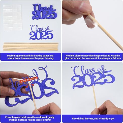 12 Pack Double Sided Gold Class of 2024 Graduation Party Centerpiece Sticks, Table Toppers for 2024 Graduation Party Decoration Party Supplies (Blue) in Saudi Arabia