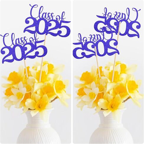 12 Pack Double Sided Gold Class of 2024 Graduation Party Centerpiece Sticks, Table Toppers for 2024 Graduation Party Decoration Party Supplies (Blue) in Saudi Arabia