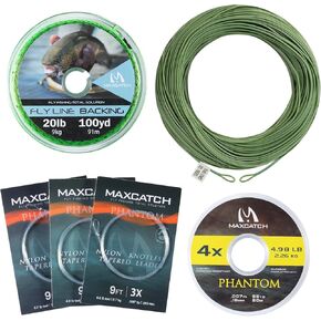 Maxcatch Fly Fishing Line Combo Kit, Weight Forward Floating Line with Two Welded Loops, Backing Line, Tapered Leader and Tippet