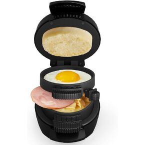 Sunvivi Breakfast Sandwich Maker: Burger Cooker with Removeable Egg Ring, Egg Sandwich Maker with Non-Stick Plate, Breakfast Maker for English Muffins, Croissants, Mini Waffles, Great Household Gift