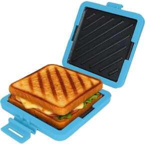 Microwave Sandwich Maker - Grilled Cheese Sandwich Maker，3-in-1 Toastie Panini Press with Dishwasher Safe Design No Electricity Needed Fast Cooking for Travel Friendly/Office/Home (Blue)