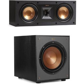 Klipsch R-100SW 300W Subwoofer with R-25C Center Speaker