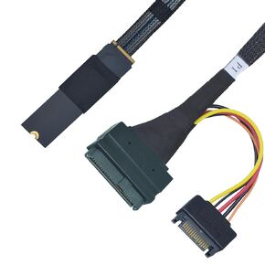 PCIE 5.0 M.2 إلى U.2 محول ، M.2 إلى SFF-8639 U.2 NVME SSD مع طاقة 15Pin ، مخرج جانبي أعلى ، 1.6 قدم (50 سم)