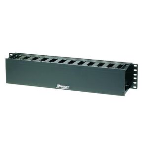 Panduit WMPF1E 2RU PatchLink Horizontal Single-Sided Cable Manager w/ Dual Hinged Front Cover, Black