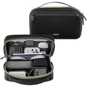EPICKA Electronics Organizer Travel Case - Cable Organizer Bag for Travel Accessories, Tech Pouch for Cords, Charger, Adapter, Cables, Power Bank, Waterproof Storage Bag with Luggage Strap, Black