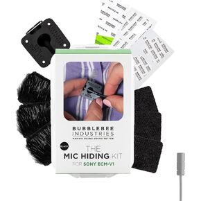 Bubblebee Mic Hiding Kit for Sony ECM V1 - Lapel Microphone Hiding, Noise & Wind Reduction Wind Muff, Dead Cat Mic Cover & Case for Content Creators, Videographers, Audio Engineers & Filmmakers