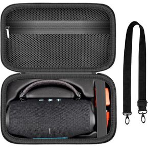 Case for JBL Charge 6 Portable Bluetooth Speaker, Waterproof Speaker Case with Adjustable Shoulder Strap, Hard Travel Storage Holder with Internal Pockets for Charging Accessories (Box Only) (Black)