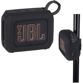 YouKnow Silicone Case for JBL Go 4 Ultra Portable Bluetooth Speaker, with Removable Strap Attach to Bike Golf Cart Boat (Black)