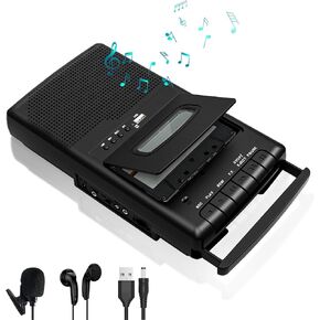 Shoebox Cassette Player Recorder, Portable Tape Audio Recorder | Convert Cassette to USB Digital | Cassette USB Player with Retractable Handle, Independent Microphone, Built-in Speaker